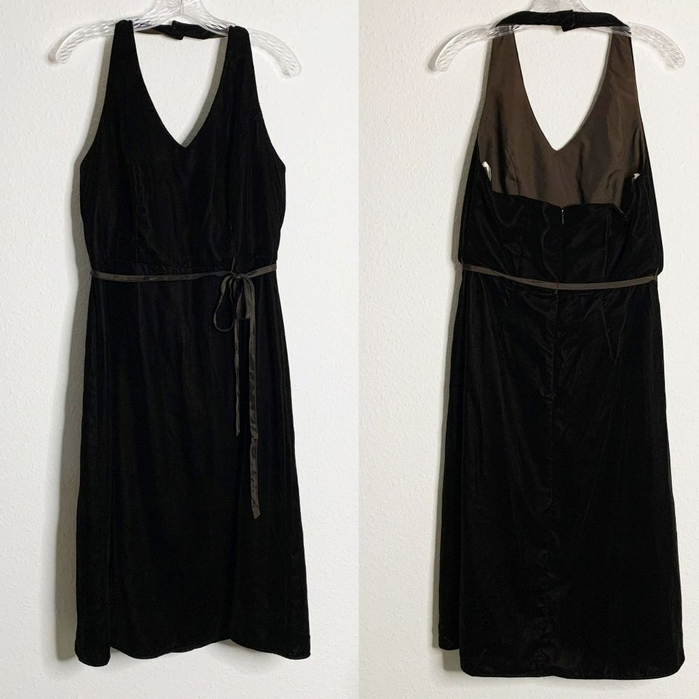 David’s Bridal Short Brown Velvet Halter Bridesmaid Dress